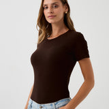 Blouse SAWCIA WITH SHORT SLEEVE roast coffee