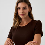 Blouse SAWCIA WITH SHORT SLEEVE roast coffee