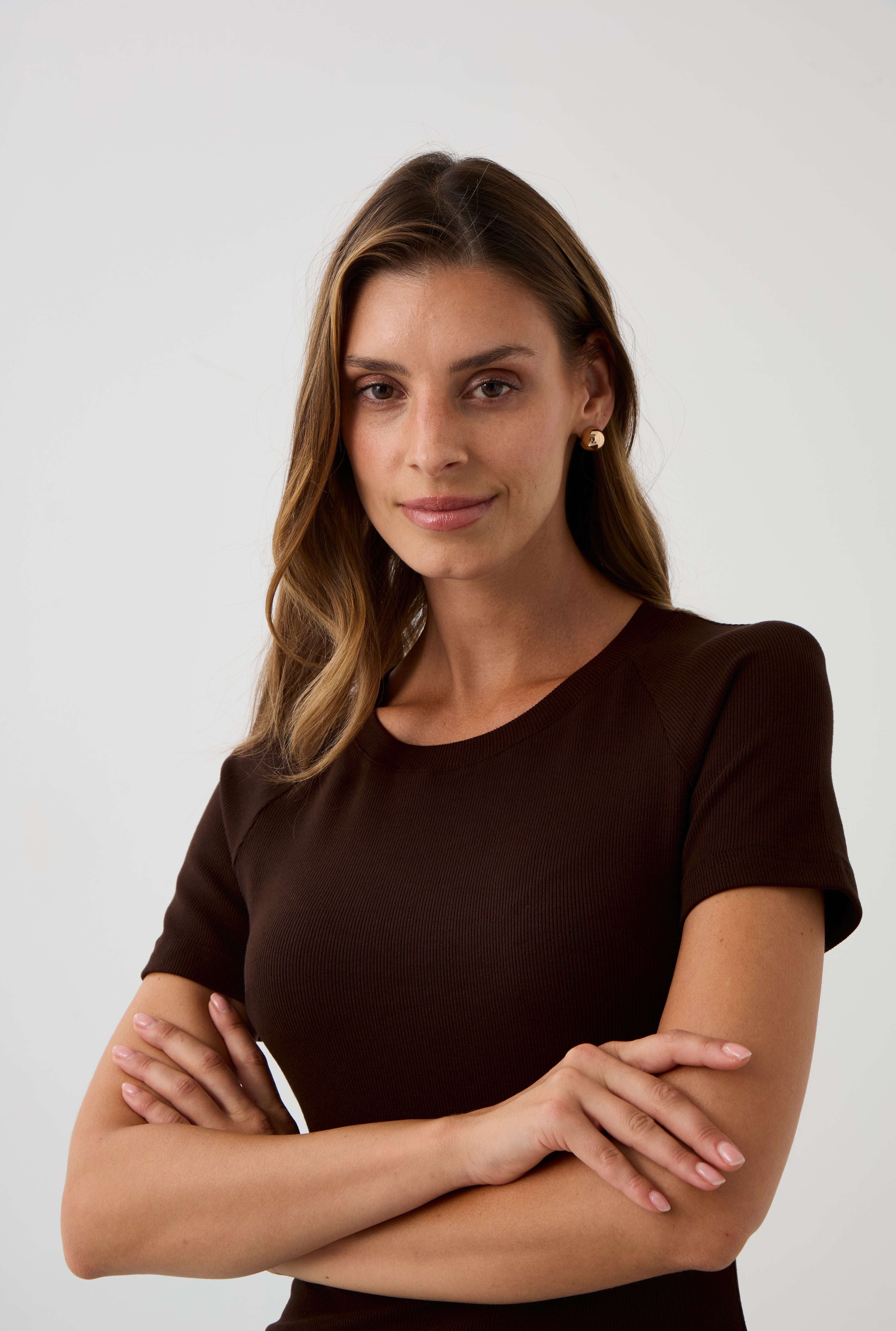 Blouse SAWCIA WITH SHORT SLEEVE roast coffee