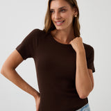 Blouse SAWCIA WITH SHORT SLEEVE roast coffee