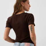Blouse SAWCIA WITH SHORT SLEEVE roast coffee