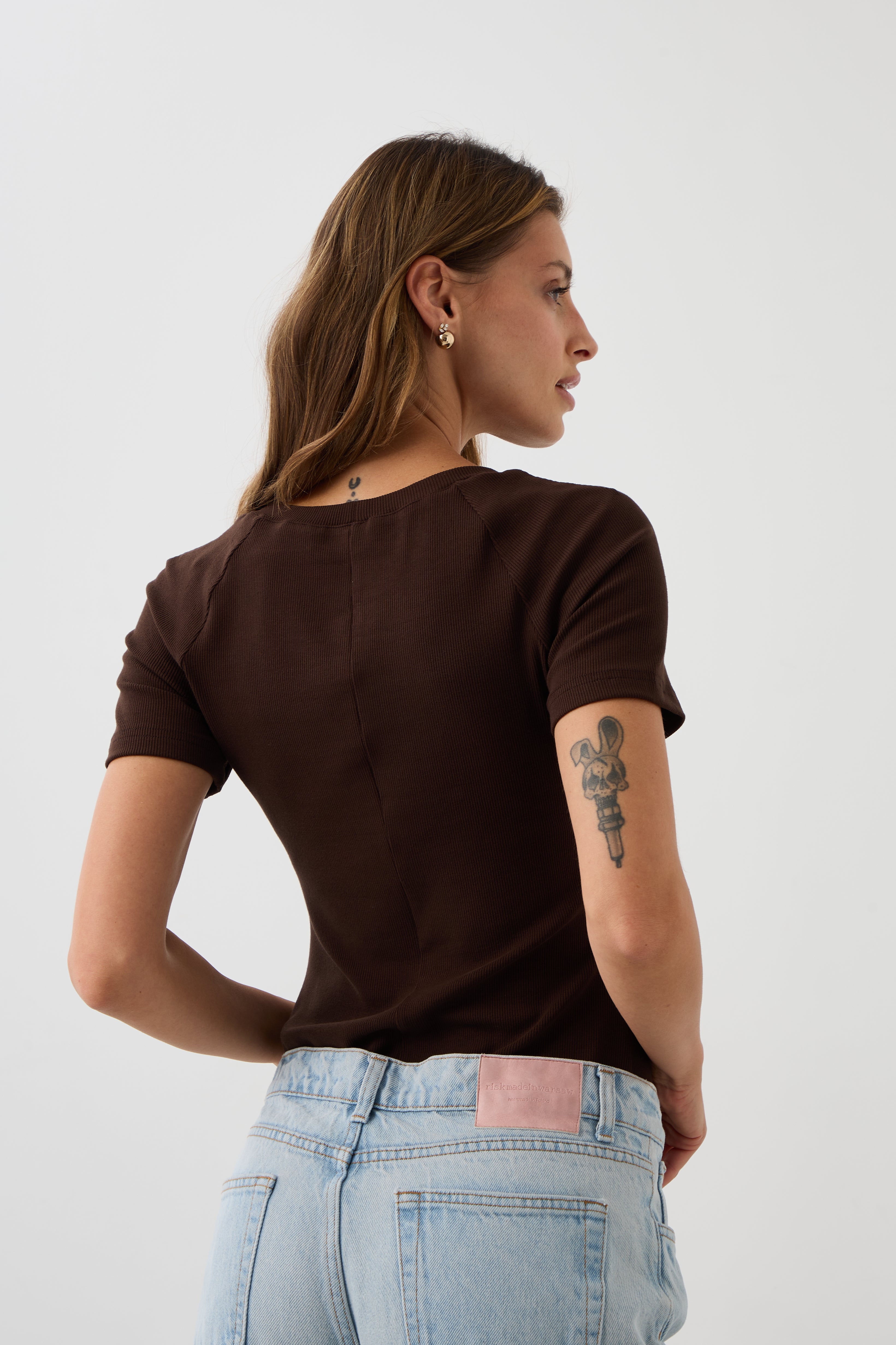 Blouse SAWCIA WITH SHORT SLEEVE roast coffee