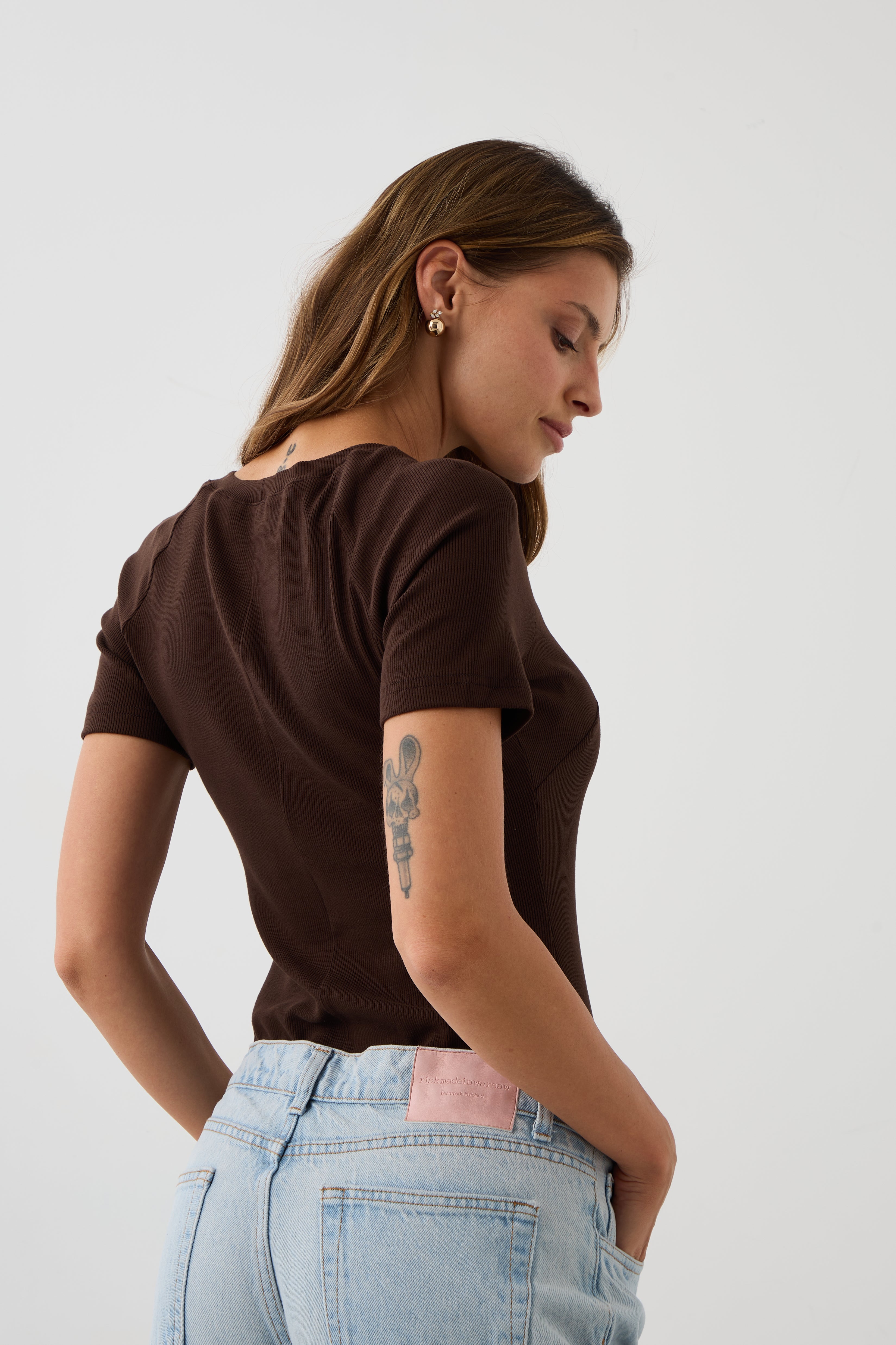 Blouse SAWCIA WITH SHORT SLEEVE roast coffee