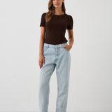 Blouse SAWCIA WITH SHORT SLEEVE roast coffee