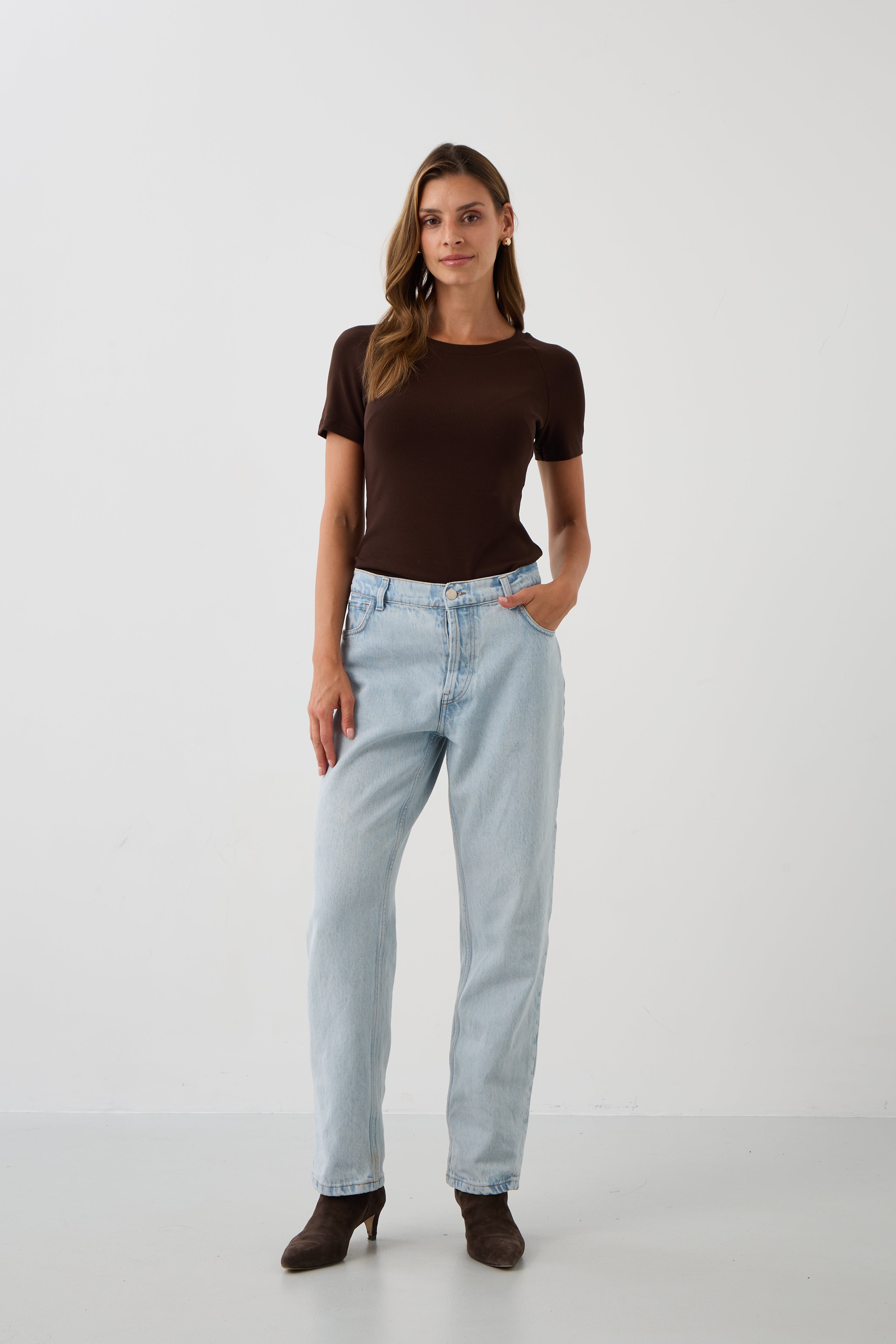 Blouse SAWCIA WITH SHORT SLEEVE roast coffee
