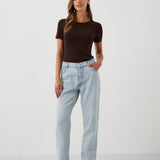 Blouse SAWCIA WITH SHORT SLEEVE roast coffee