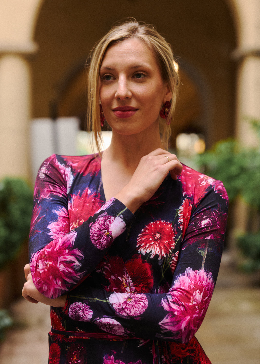 DREAMGIRL dress with long sleeves Dahlia print