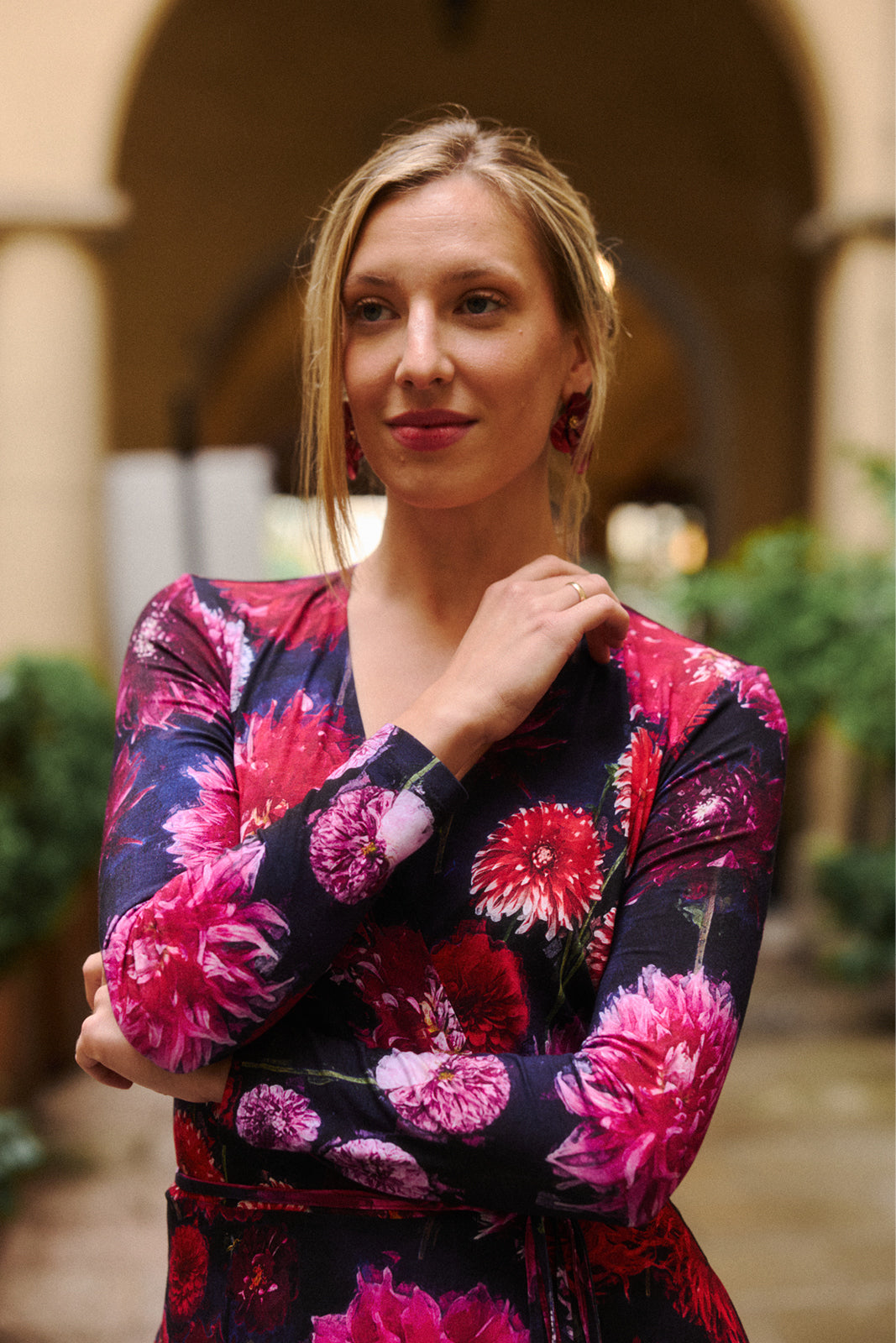 DREAMGIRL dress with long sleeves Dahlia print