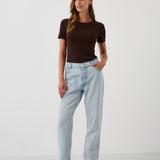 Blouse SAWCIA WITH SHORT SLEEVE roast coffee
