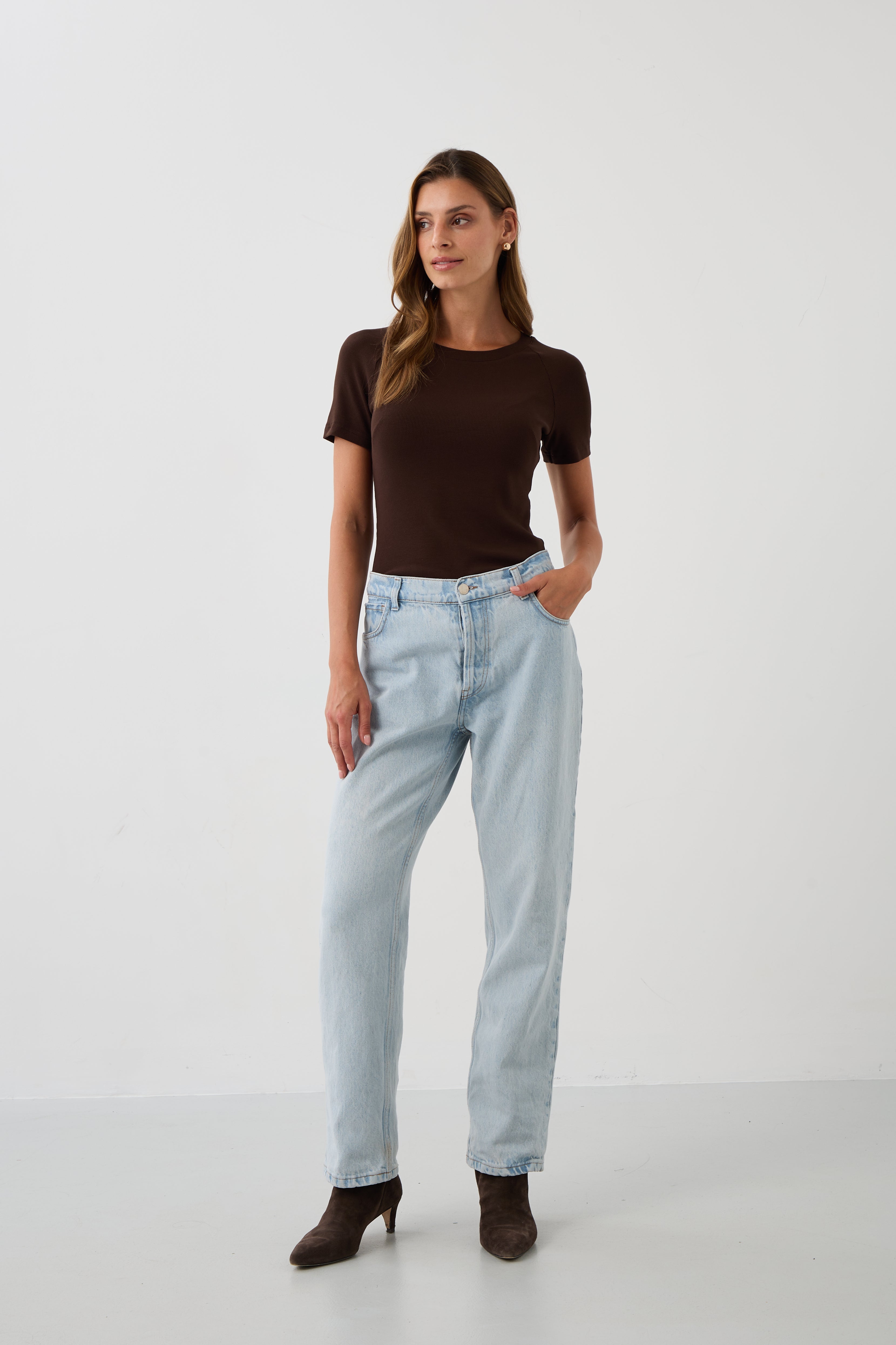 Blouse SAWCIA WITH SHORT SLEEVE roast coffee