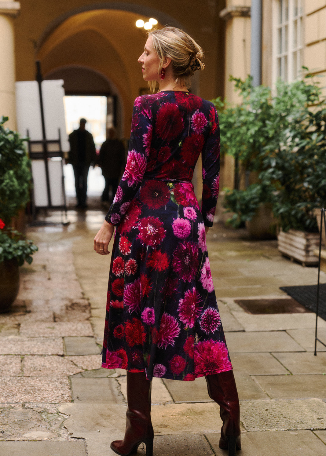 DREAMGIRL dress with long sleeves Dahlia print