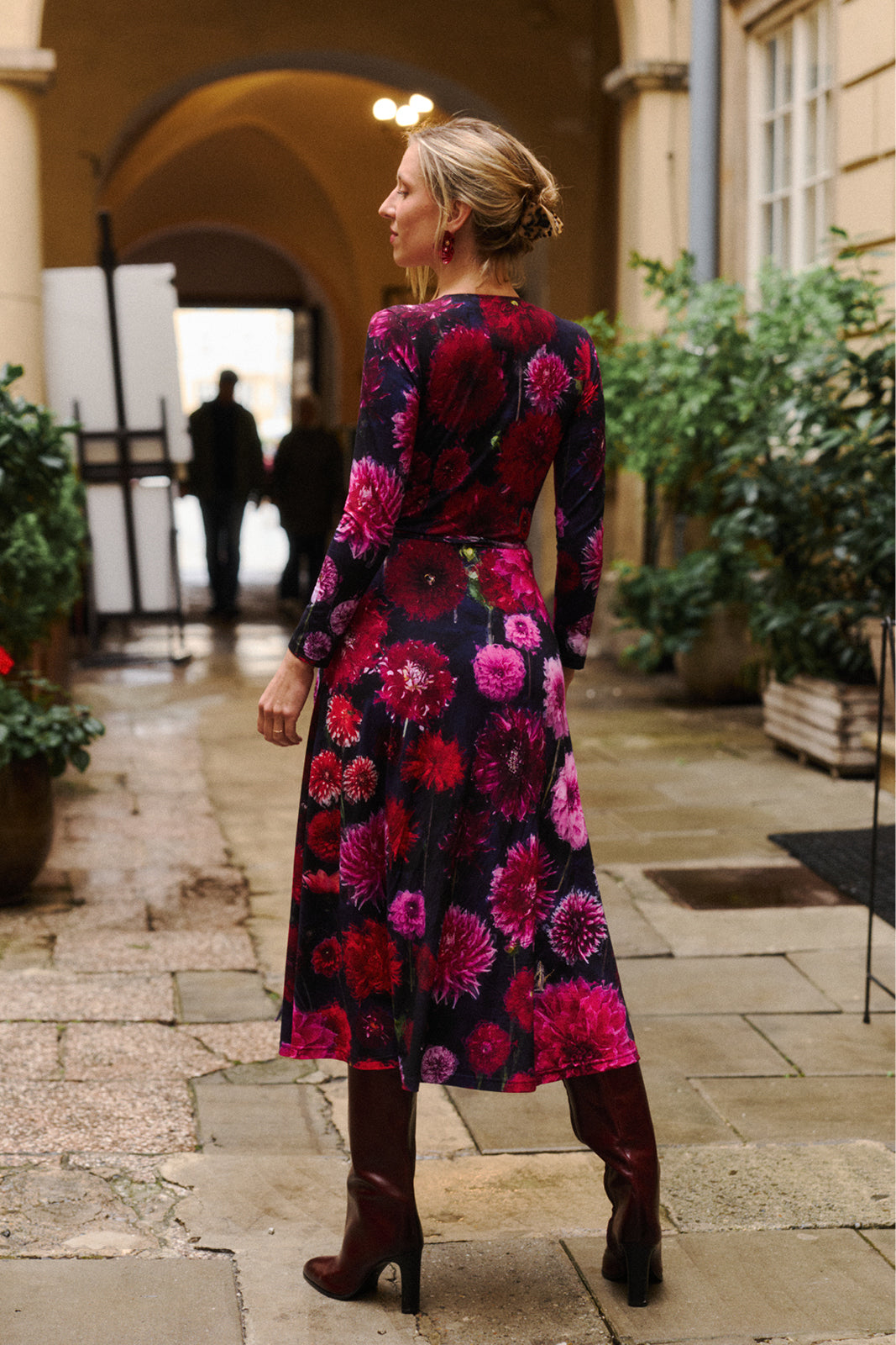 DREAMGIRL dress with long sleeves Dahlia print