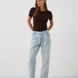 Blouse SAWCIA WITH SHORT SLEEVE roast coffee