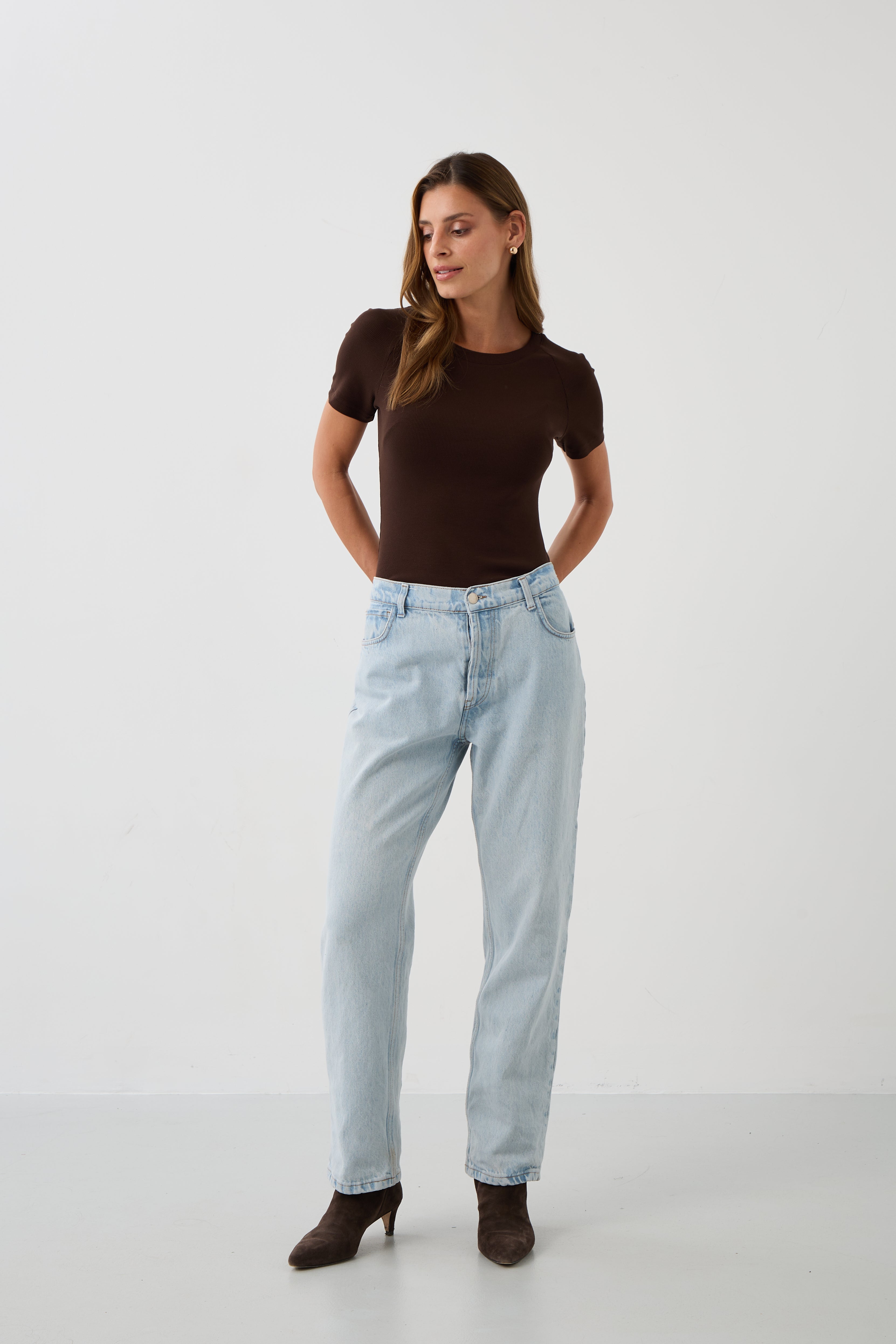 Blouse SAWCIA WITH SHORT SLEEVE roast coffee