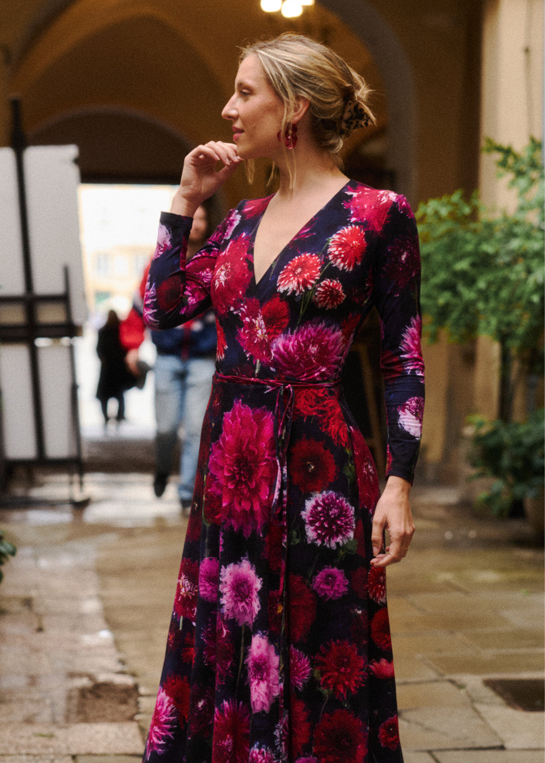 DREAMGIRL dress with long sleeves Dahlia print