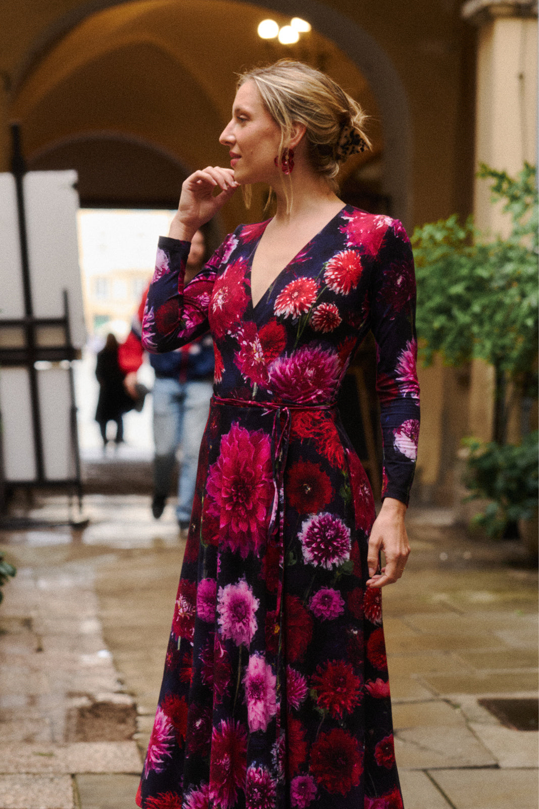 DREAMGIRL dress with long sleeves Dahlia print