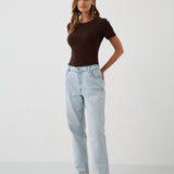 Blouse SAWCIA WITH SHORT SLEEVE roast coffee