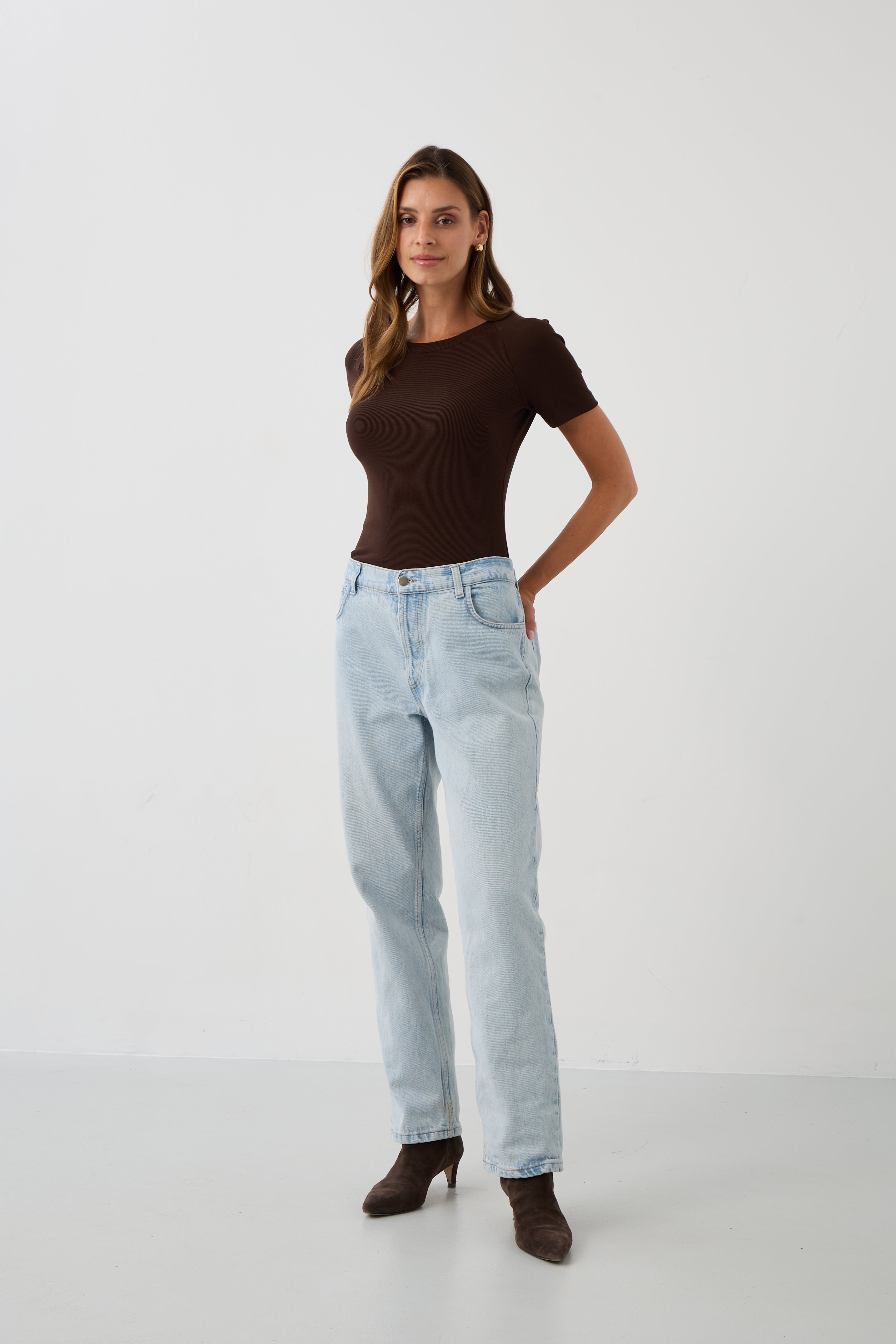 Blouse SAWCIA WITH SHORT SLEEVE roast coffee
