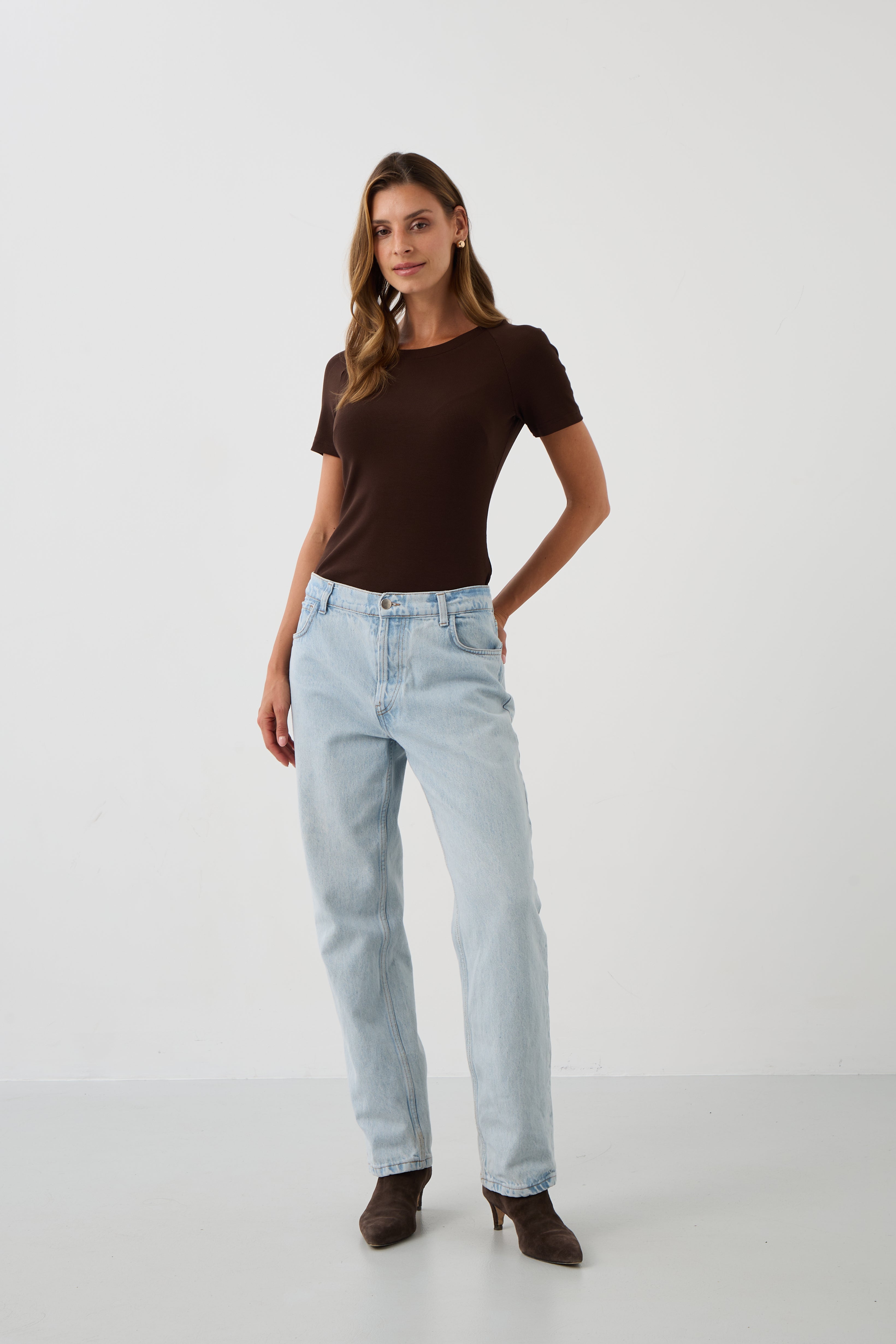 Blouse SAWCIA WITH SHORT SLEEVE roast coffee