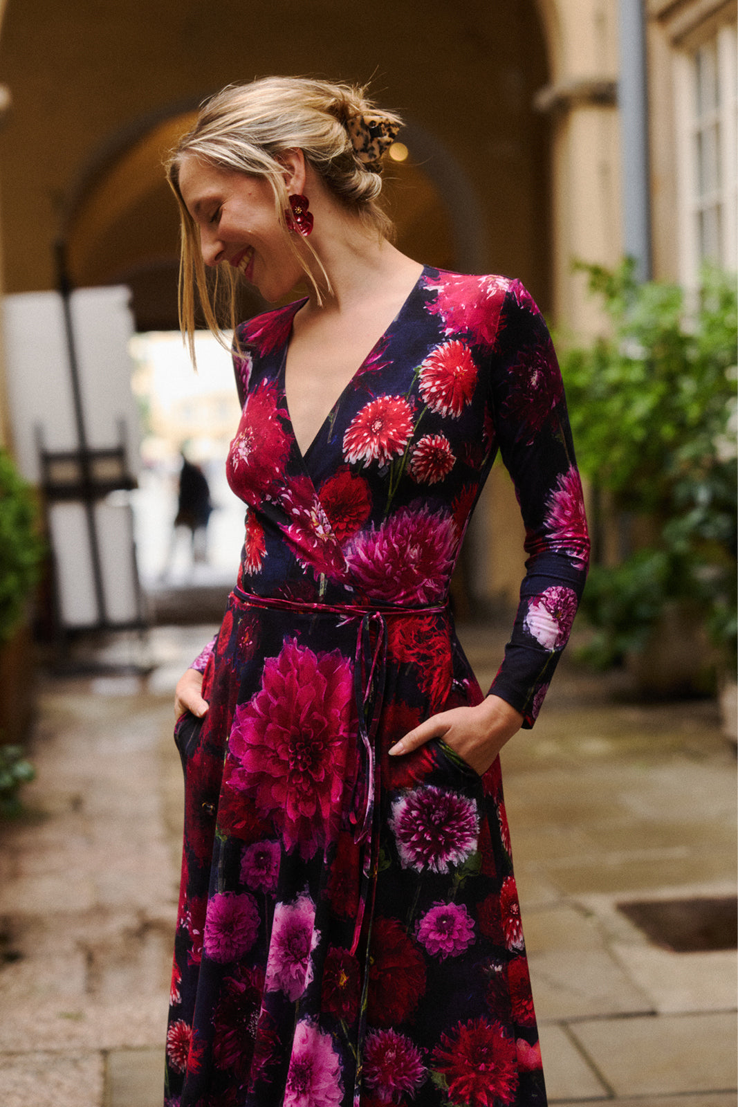 DREAMGIRL dress with long sleeves Dahlia print