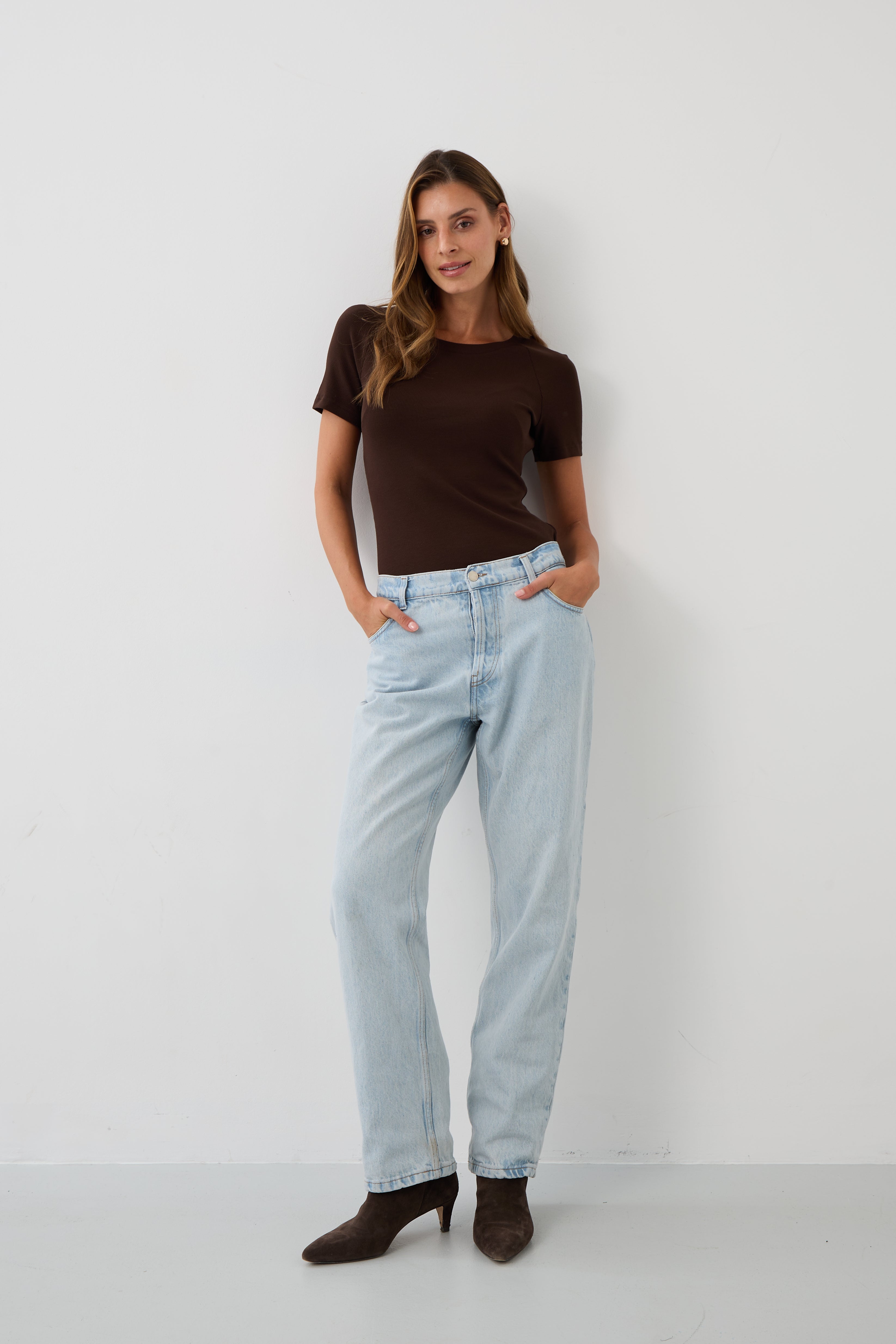 Blouse SAWCIA WITH SHORT SLEEVE roast coffee