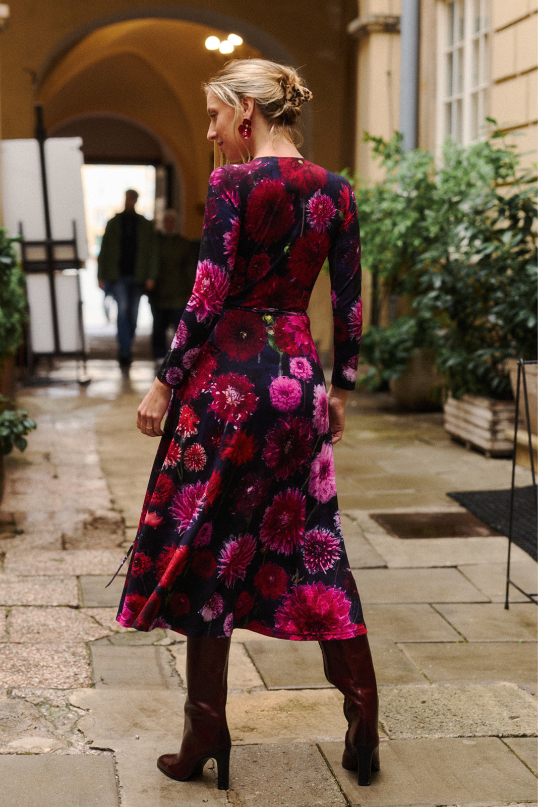 DREAMGIRL dress with long sleeves Dahlia print