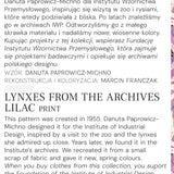 Wzór Rysie z IWP Lila – polski design z 1955, odnowiony w wiosennych kolorach, wspierający archiwa polskiego wzornictwa